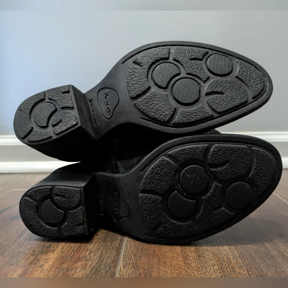 Born Womens‎ Basil Boots 6M Suede Leather Riding Black Western Lined Buckle Zip